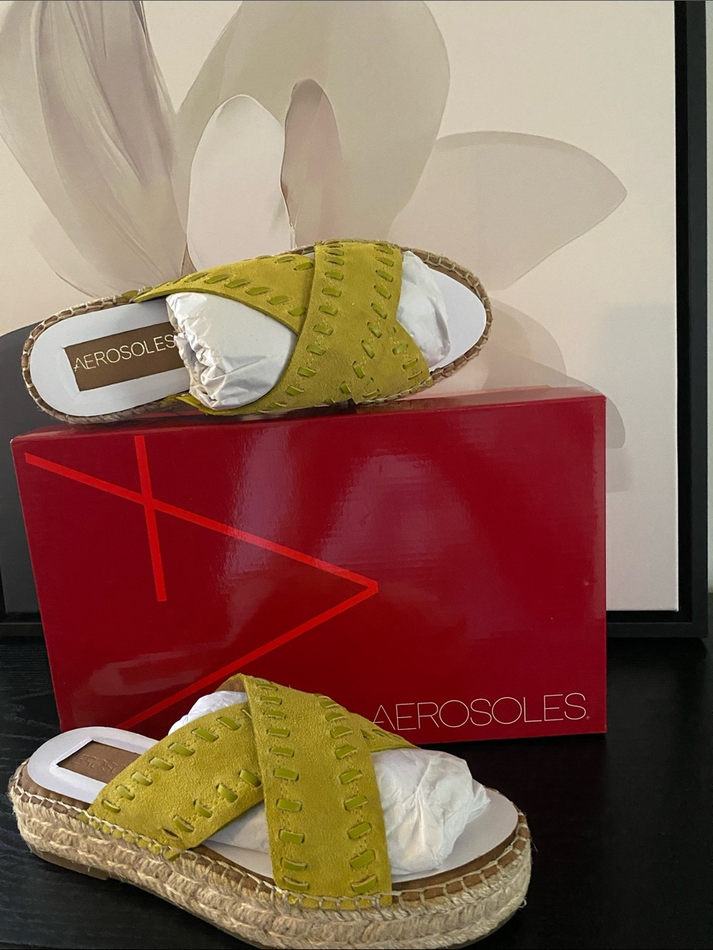 Aerosoles Yellow Suede Rose Gold Sandals